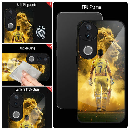 Vivo V50 5G Premium Acrylic Shockproof Glass Back Case (Dhoni)