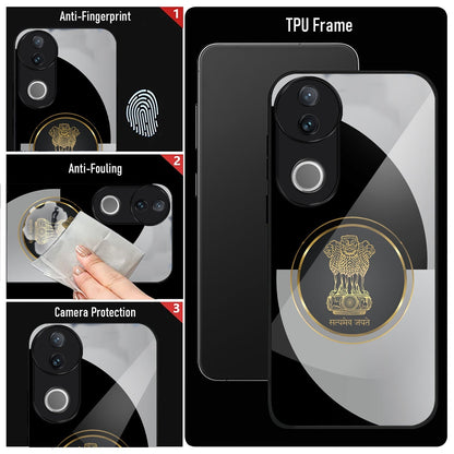 Vivo V50 5G Premium Acrylic Shockproof Glass Back Case (Satyamev Noir)