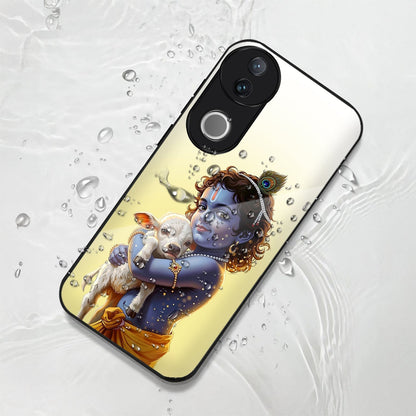 Vivo V50 5G Premium Acrylic Shockproof Glass Back Case (Cute Krishna)