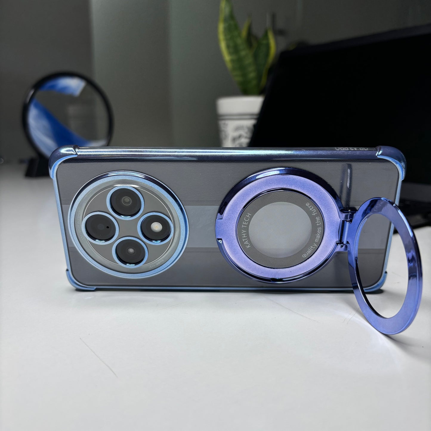 Blue Oppo F27 Pro cover with stand