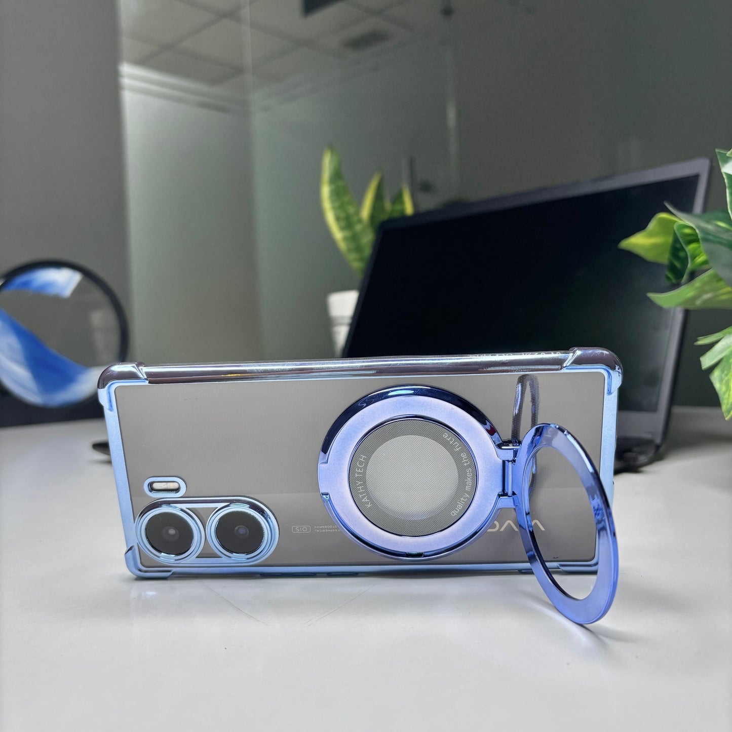 Vivo V29e 5G Original Luxury Magnifier Ring Stand Shockproof Airbags Corner Case