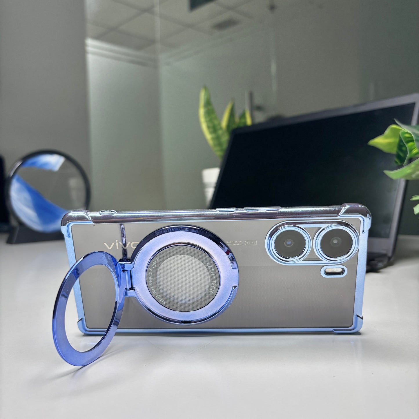 Vivo V29e 5G Original Luxury Magnifier Ring Stand Shockproof Airbags Corner Case