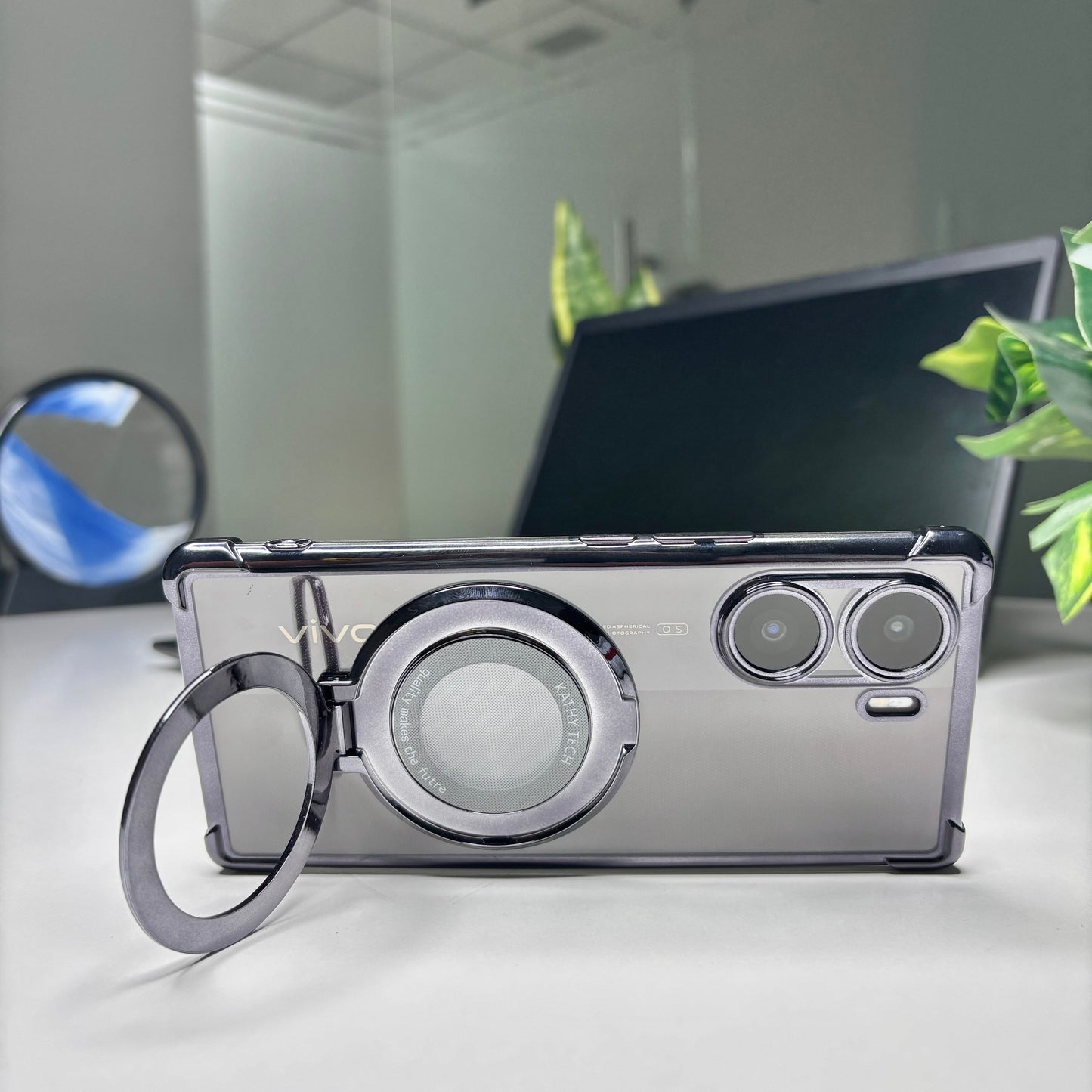 Vivo V29e 5G Original Luxury Magnifier Ring Stand Shockproof Airbags Corner Case