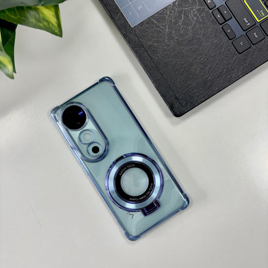 Vivo V40 Pro 5G Original Luxury Magnifier Ring Stand Shockproof Airbags Corner Case