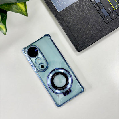 Vivo V40 Pro 5G Original Luxury Magnifier Ring Stand Shockproof Airbags Corner Case