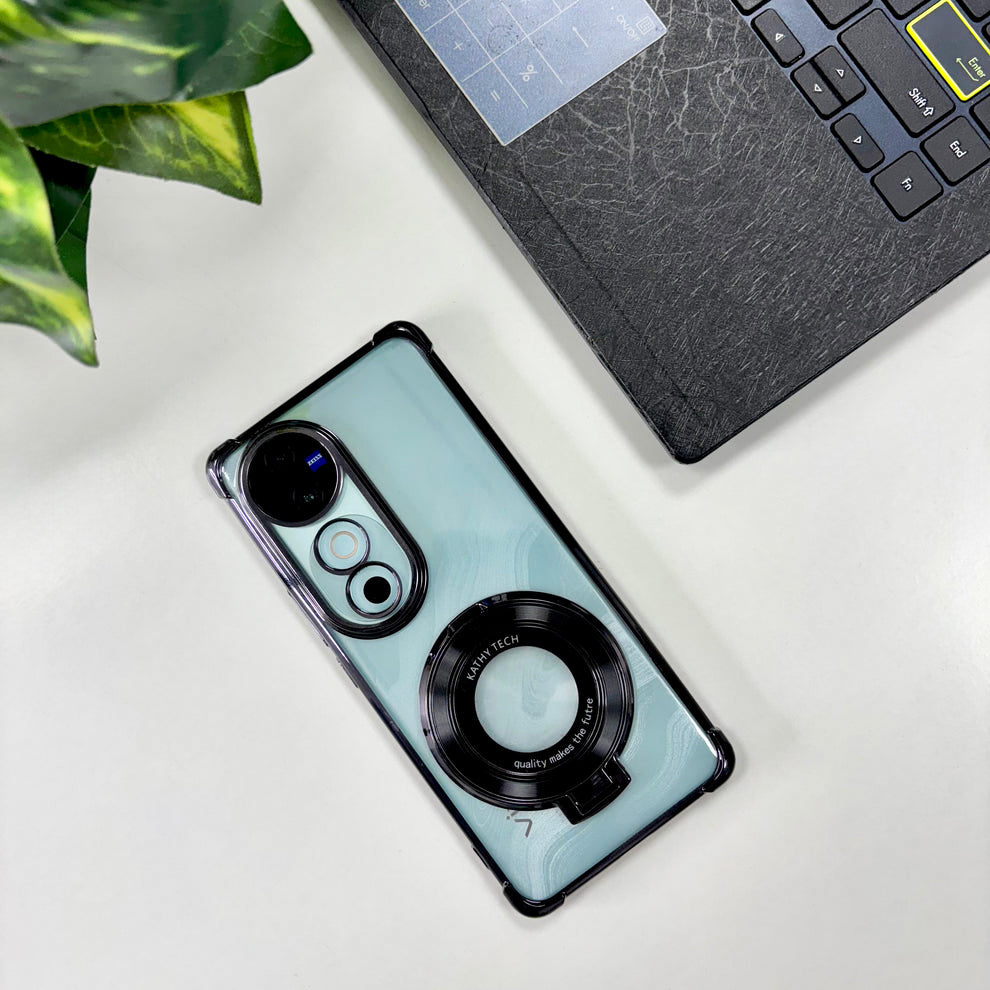 Vivo V40 Pro 5G Original Luxury Magnifier Ring Stand Shockproof Airbags Corner Case