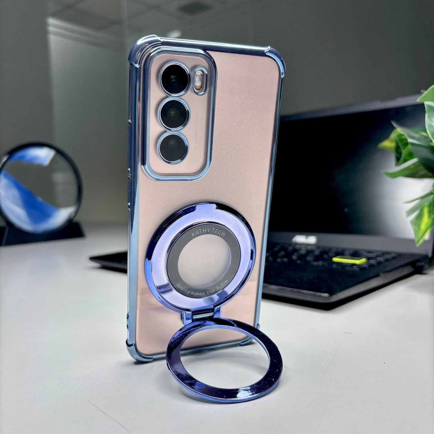 Oppo Reno12 5G Original Luxury Magnifier Ring Stand Shockproof Airbags Corner Case