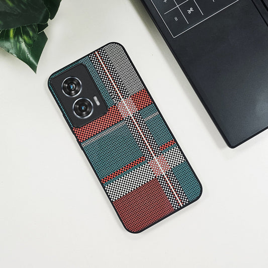 Motorola Edge 50 Fusion 5G Luxury Grid Pattern Glass Back Shockproof Case