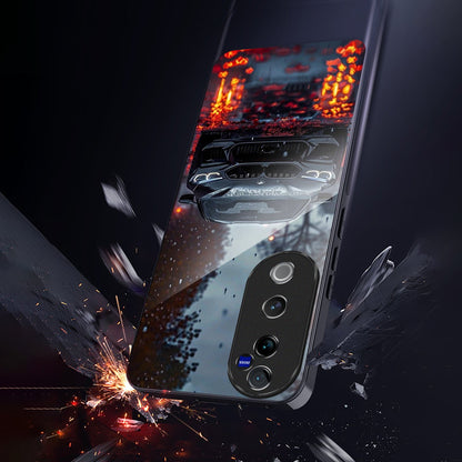 Vivo V40 Pro 5G Premium Acrylic Shockproof Glass Back Case (Black Phantom)
