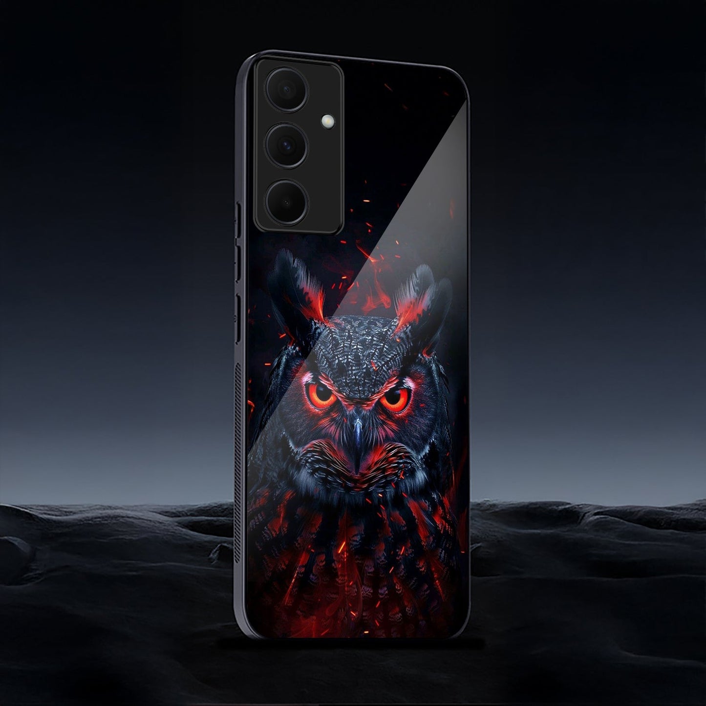 Samsung Galaxy A36 Premium Acrylic Shockproof Glass Back Case (Inferno Owl)