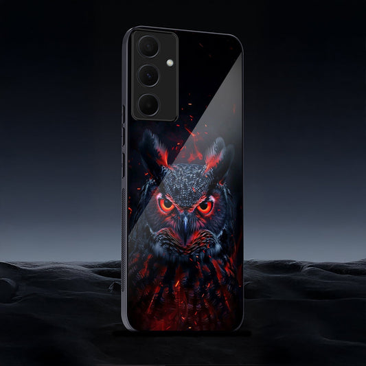 Samsung Galaxy A36 Premium Acrylic Shockproof Glass Back Case (Inferno Owl)
