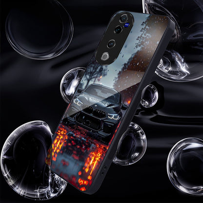 Vivo V40 Pro 5G Premium Acrylic Shockproof Glass Back Case (Black Phantom)