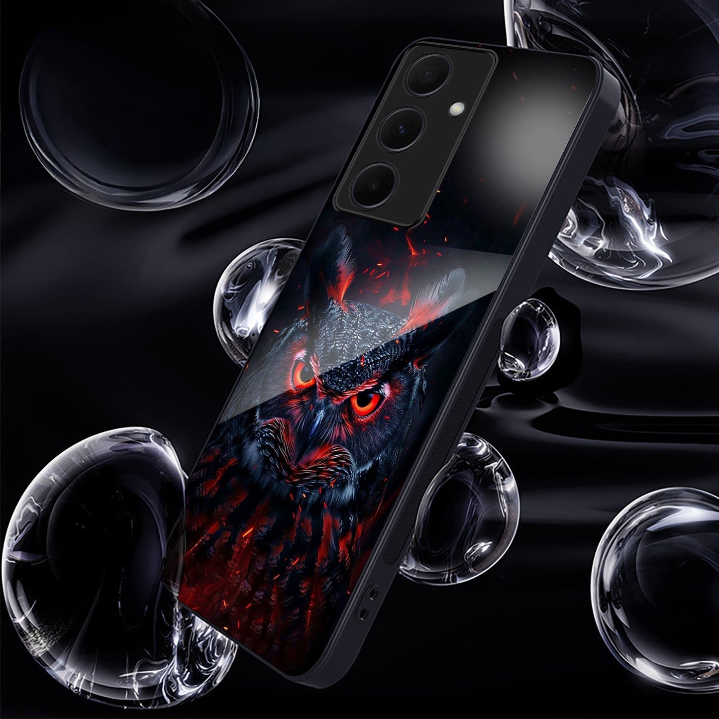 Samsung Galaxy A56 Premium Acrylic Shockproof Glass Back Case (Inferno Owl)