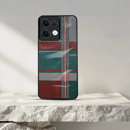 Oppo Reno13 Luxury Grid Pattern Glass Back Shockproof Case