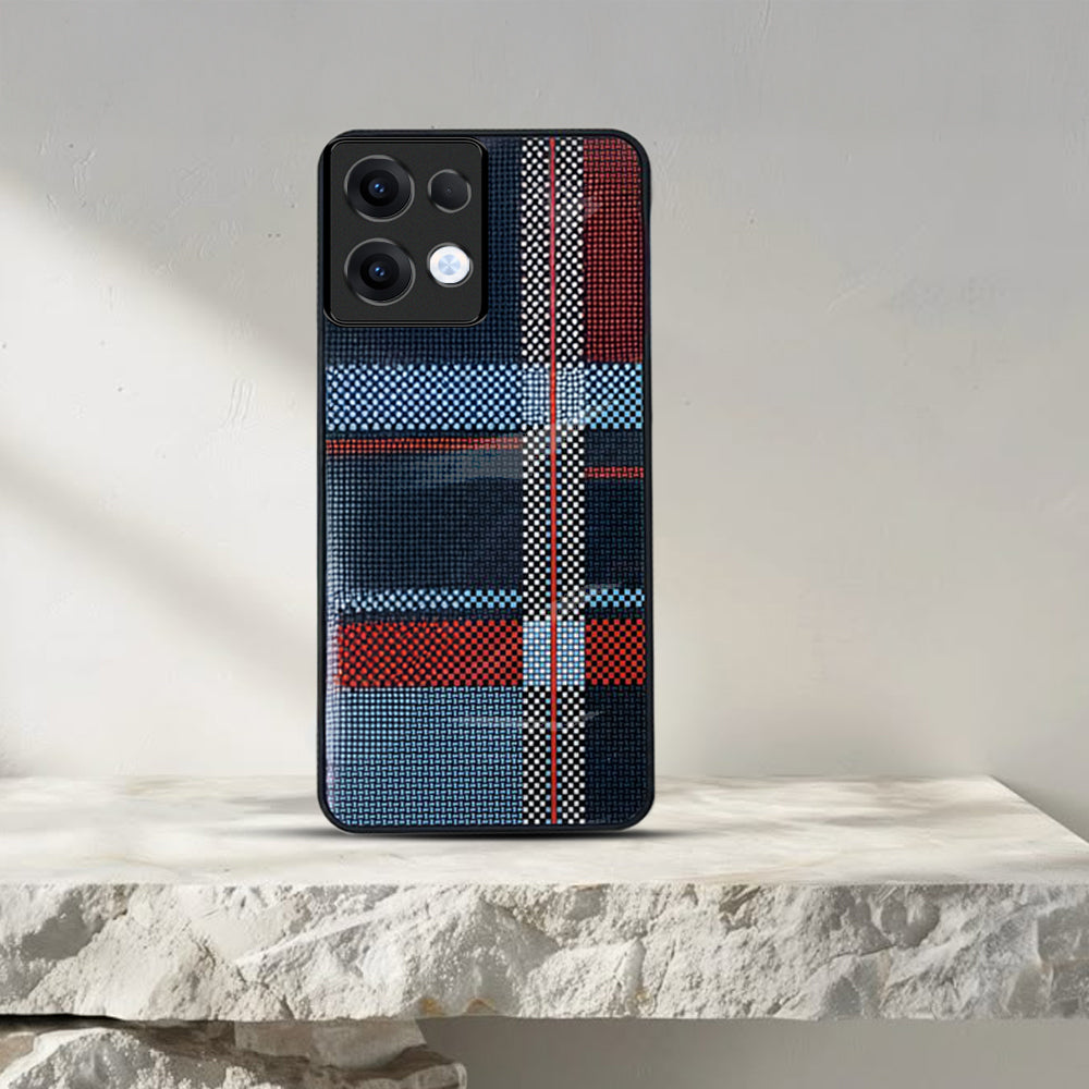 Oppo Reno13 Luxury Grid Pattern Glass Back Shockproof Case