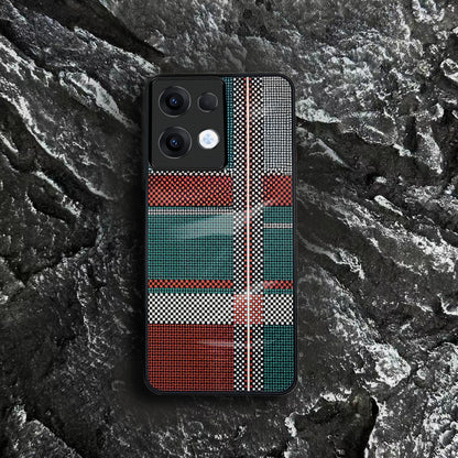Oppo Reno13 Luxury Grid Pattern Glass Back Shockproof Case