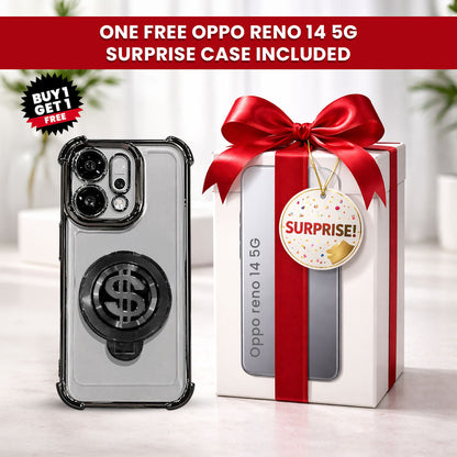 Oppo Reno 14 5G Four Corner Airbags 100% Original Astro Money Magnet Rotating Dollar Case