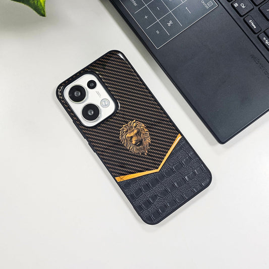 Oppo Reno 13 5G Luxury Lion Pattern Leather And Liquid Silicone Case
