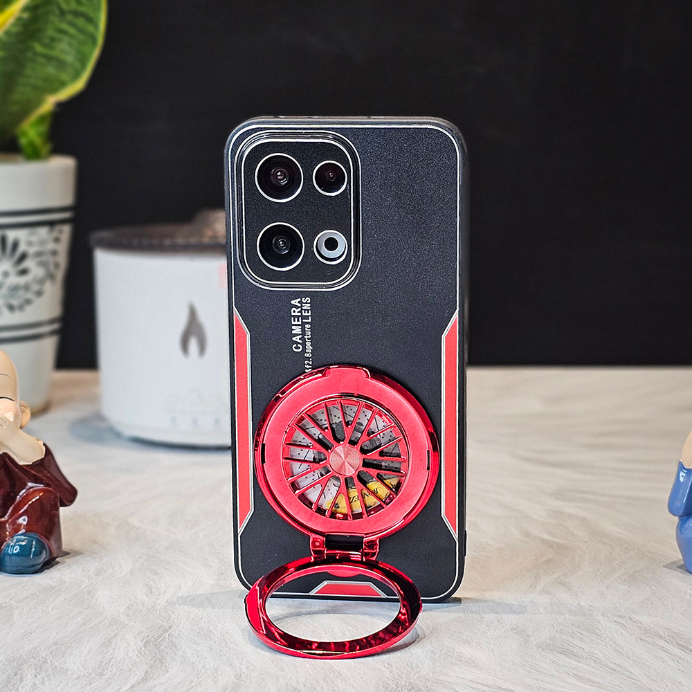 Oppo Reno 13 5G Stress Buster Wheel Aluminium Metal Scratch Resistant Back Case
