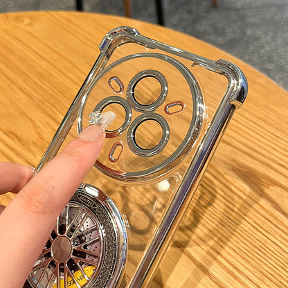 Protective clear case for Realme 14 Pro+ 5G with a built-in spinner ring and corner airbags for daily safety and style.