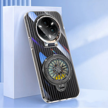 Black Realme 14 Pro+ case with gold rotating camera cover