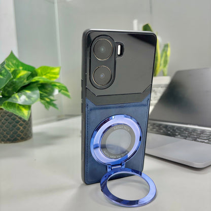 Vivo V29e 5G Original Luxury Leather Lens Magnifier Ring Stand Case