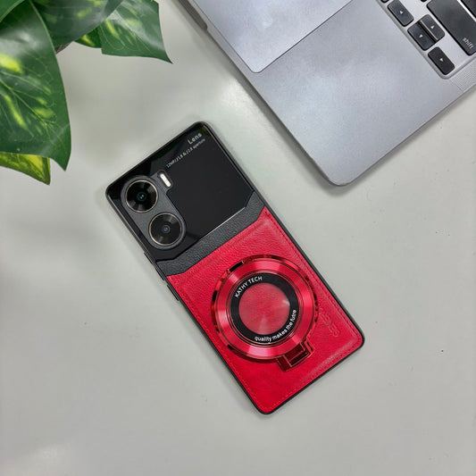 Vivo V29e 5G Original Luxury Leather Lens Magnifier Ring Stand Case