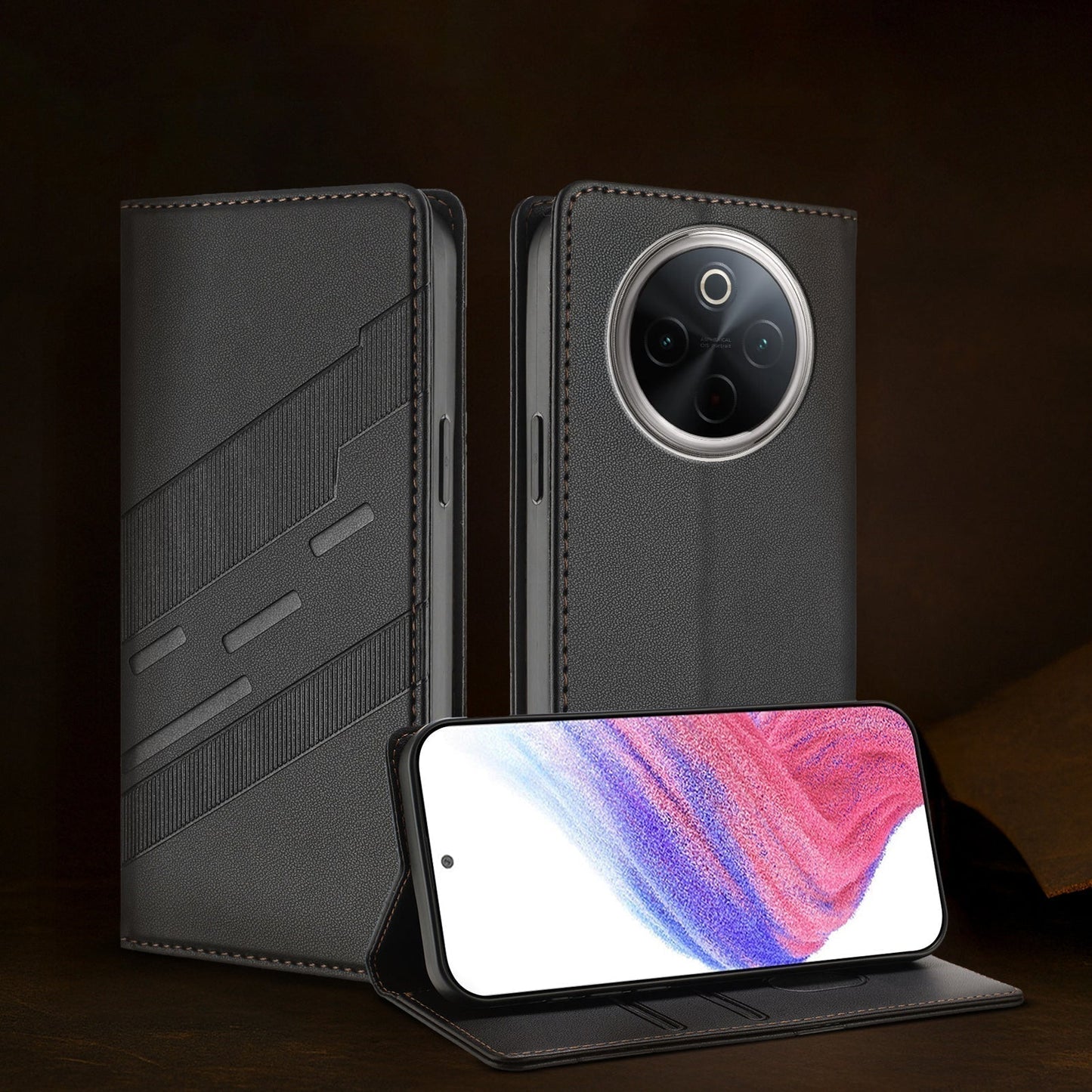 Vivo T4 5G Retro PU Leather Magnetic Wallet Flip Case with Charm Strap