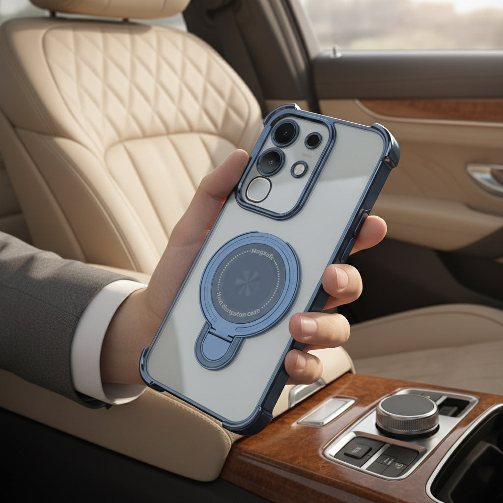 Vivo T4x 5G Luxury Four Corner Invincible Bracket Ring Stand Case