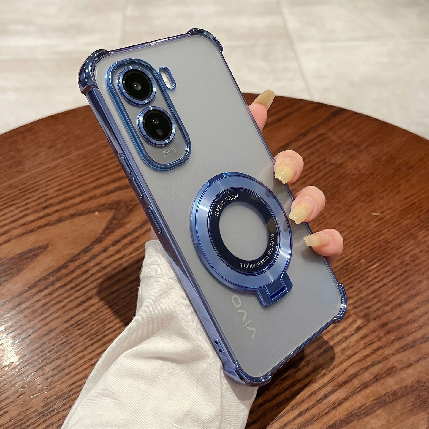 Vivo T5 Pro 5G Original Luxury Magnifier Ring Stand Shockproof Airbags Corner Case
