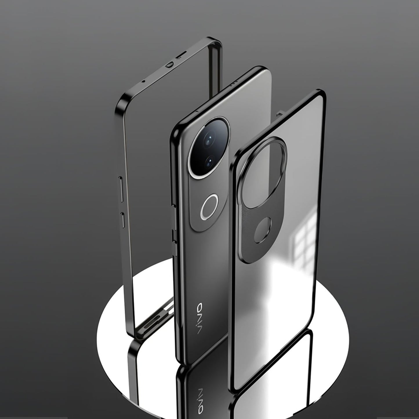 Vivo V50 5G Aluminium Metal Bumper Shield Transparent Back Case