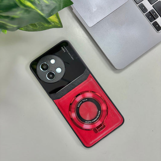 Vivo Y58 5G Original Luxury Leather Lens Magnifier Ring Stand Case