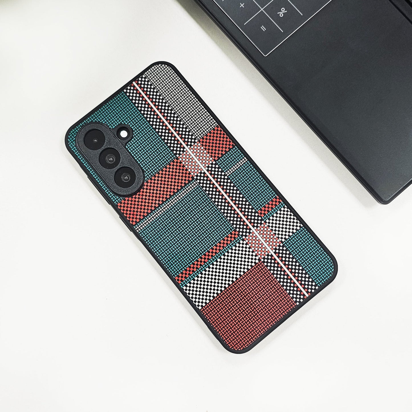 Samsung Galaxy A56 5G Luxury Grid Pattern Glass Back Shockproof Case green
