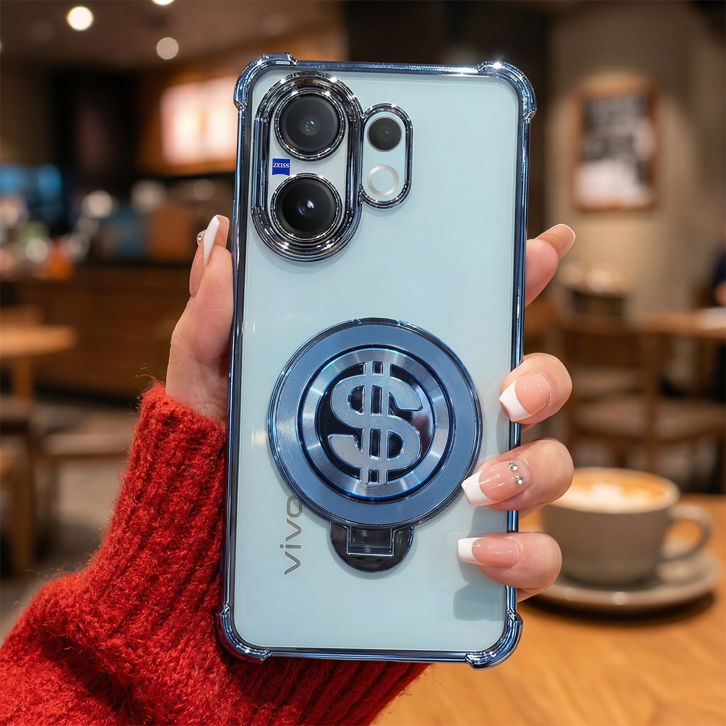 Vivo V60 5G Four Corner Airbags 100% Original Astro Money Magnet Rotating Dollar Case (Buy 1 Get 1 Surprise Cover)