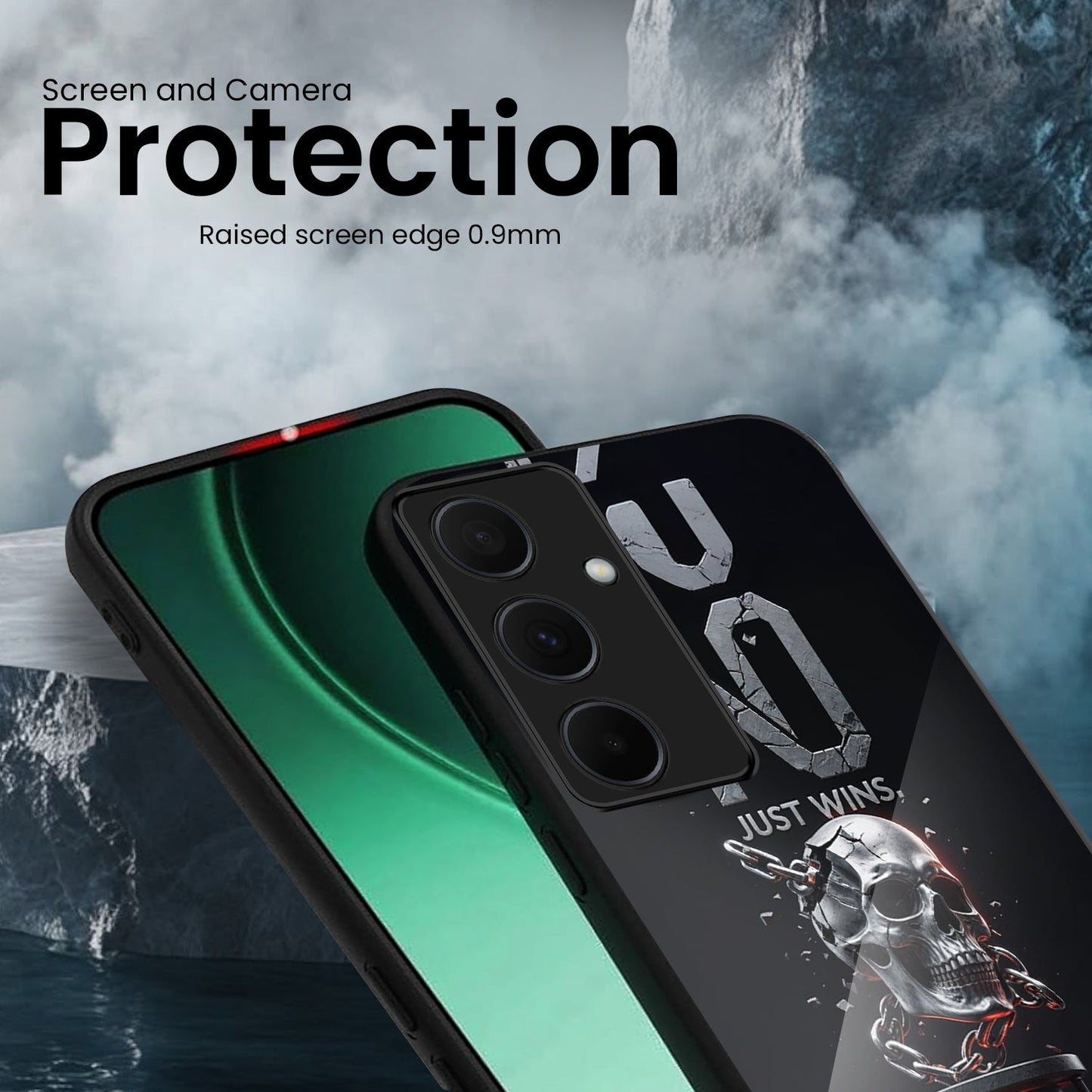 Samsung Galaxy A56 Premium Acrylic Shockproof Glass Back Case (Skull Fire)