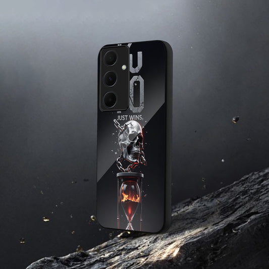 Samsung Galaxy A56 Premium Acrylic Shockproof Glass Back Case (Skull Fire)