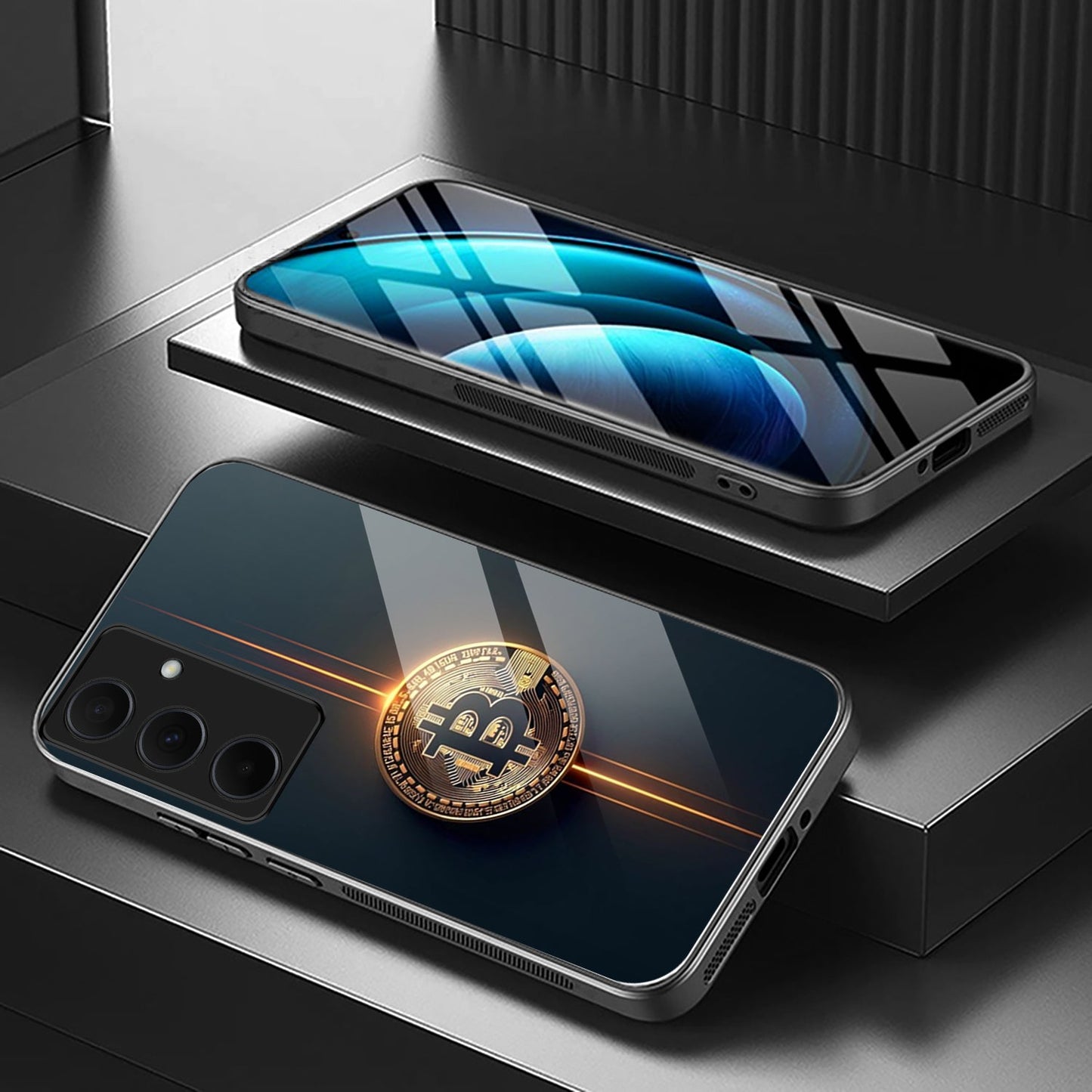 Samsung Galaxy A56 Premium Acrylic Shockproof Glass Back Case (Crypto Luxe)