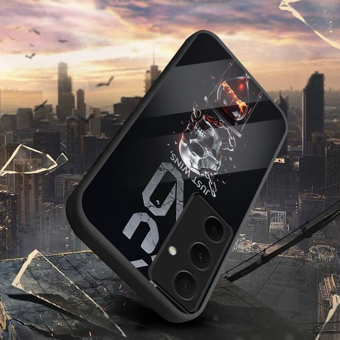 Samsung Galaxy A36 Premium Acrylic Shockproof Glass Back Case (Skull Fire)