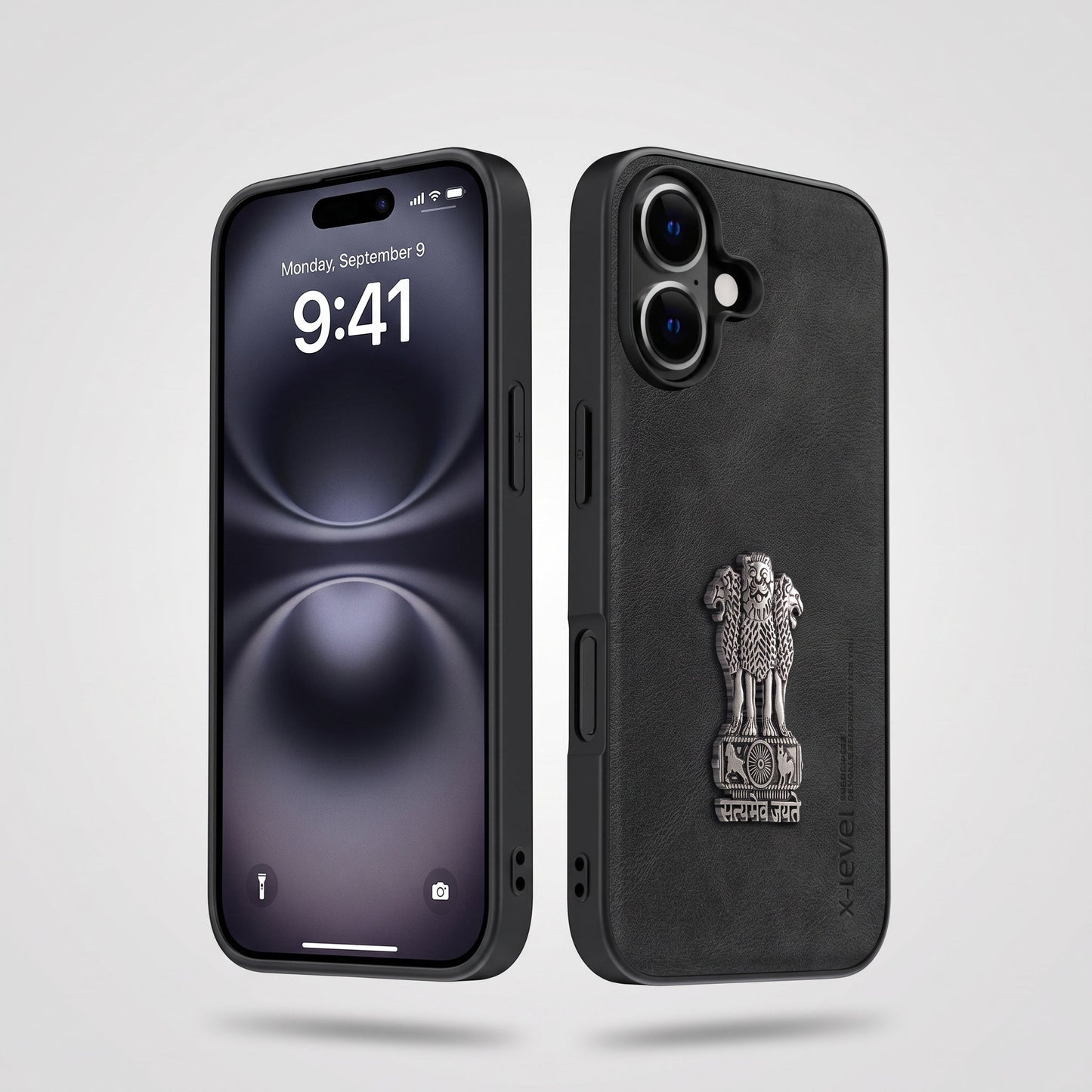 iPhone 16 5G Heritage Soft Leather with Metal Satyamev Jayate Emblem Case