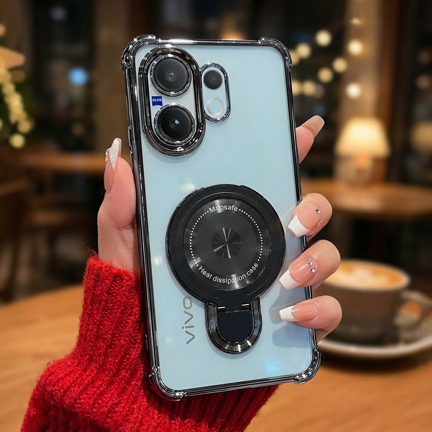 Vivo V60 5G Luxury Four Corner Invincible Bracket Ring Stand Case (Buy 1 Get 1 Surprise Cover)