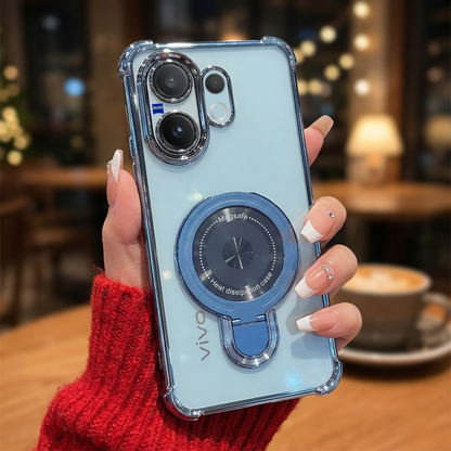 Vivo V60 5G Luxury Four Corner Invincible Bracket Ring Stand Case (Buy 1 Get 1 Surprise Cover)