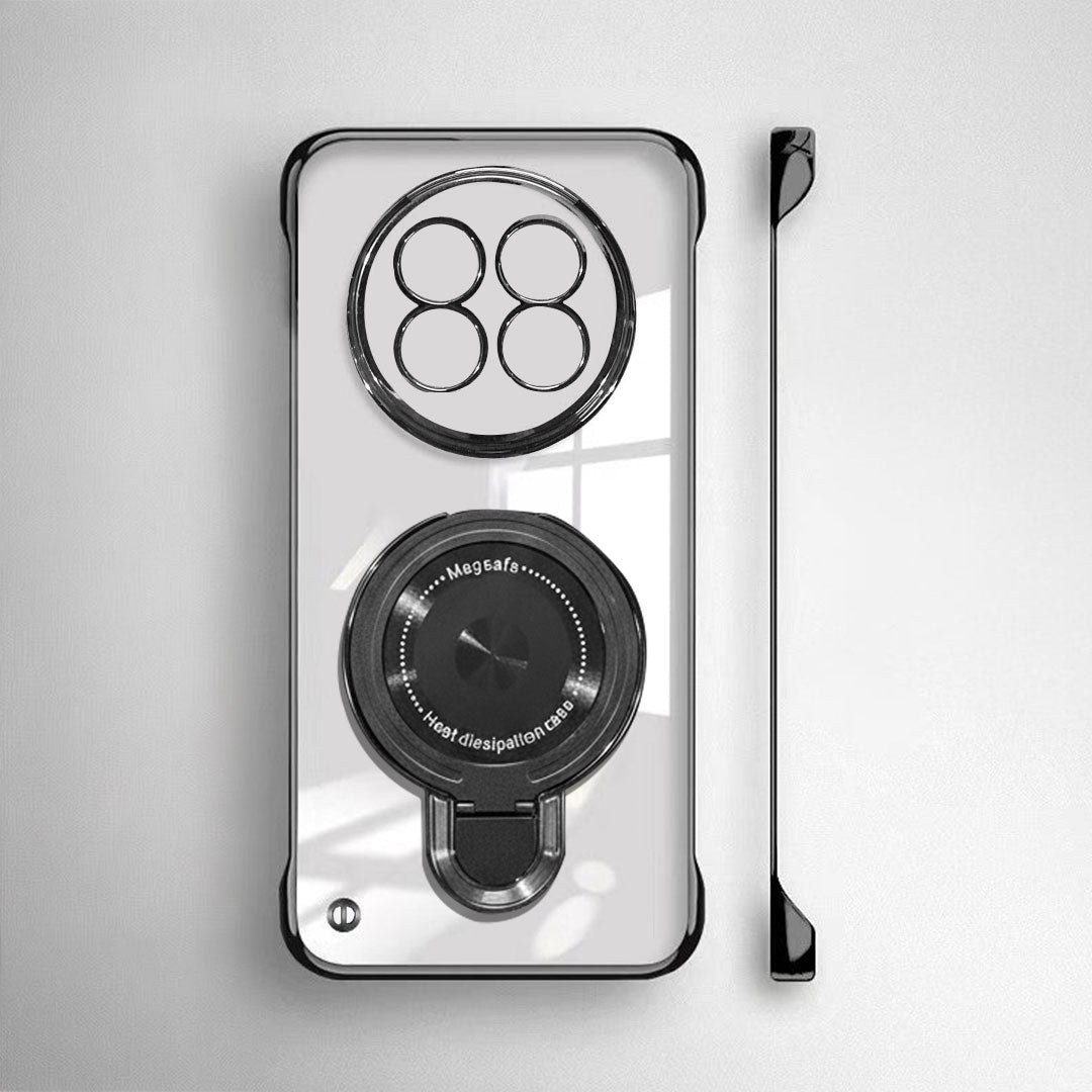 Realme 13 Pro+ 5G Phone case with magnetic ring stand and clear back on a white background