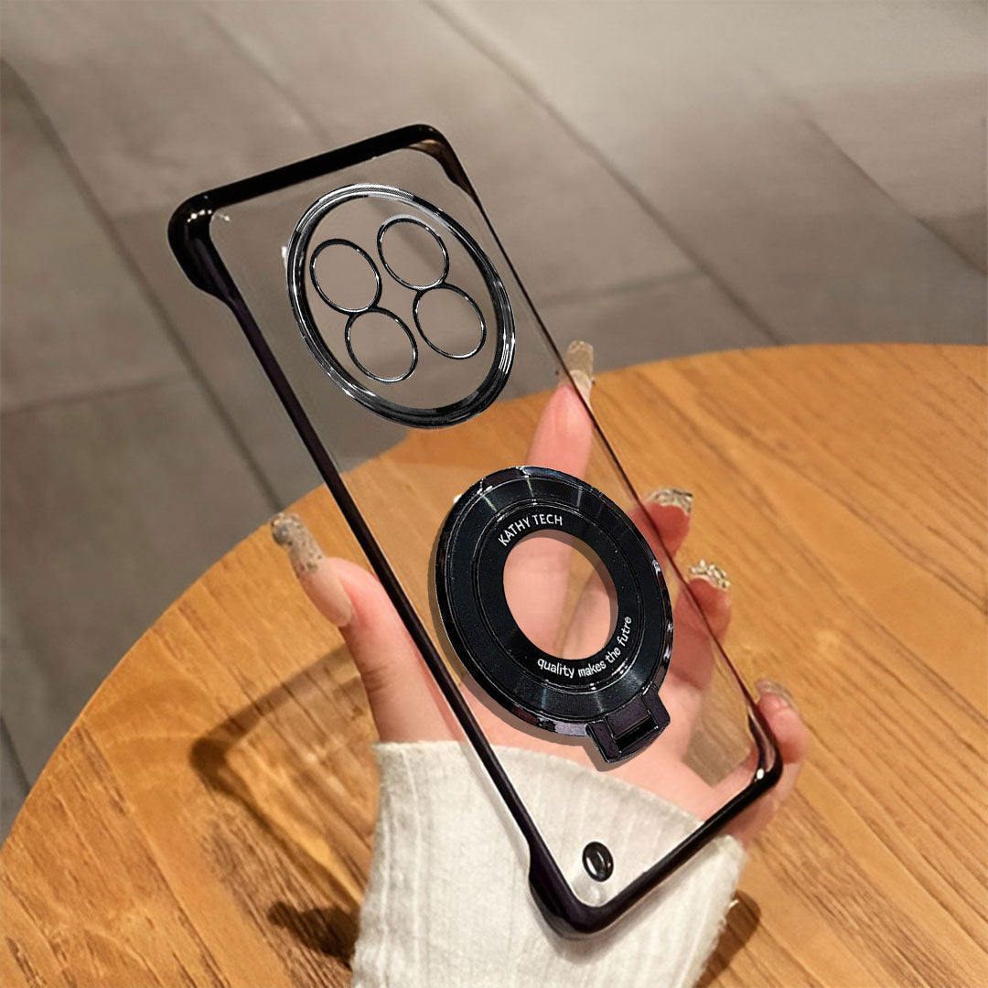 Realme 13 Pro+ 5G Phone case with ring holder held by a hand on a wooden surface