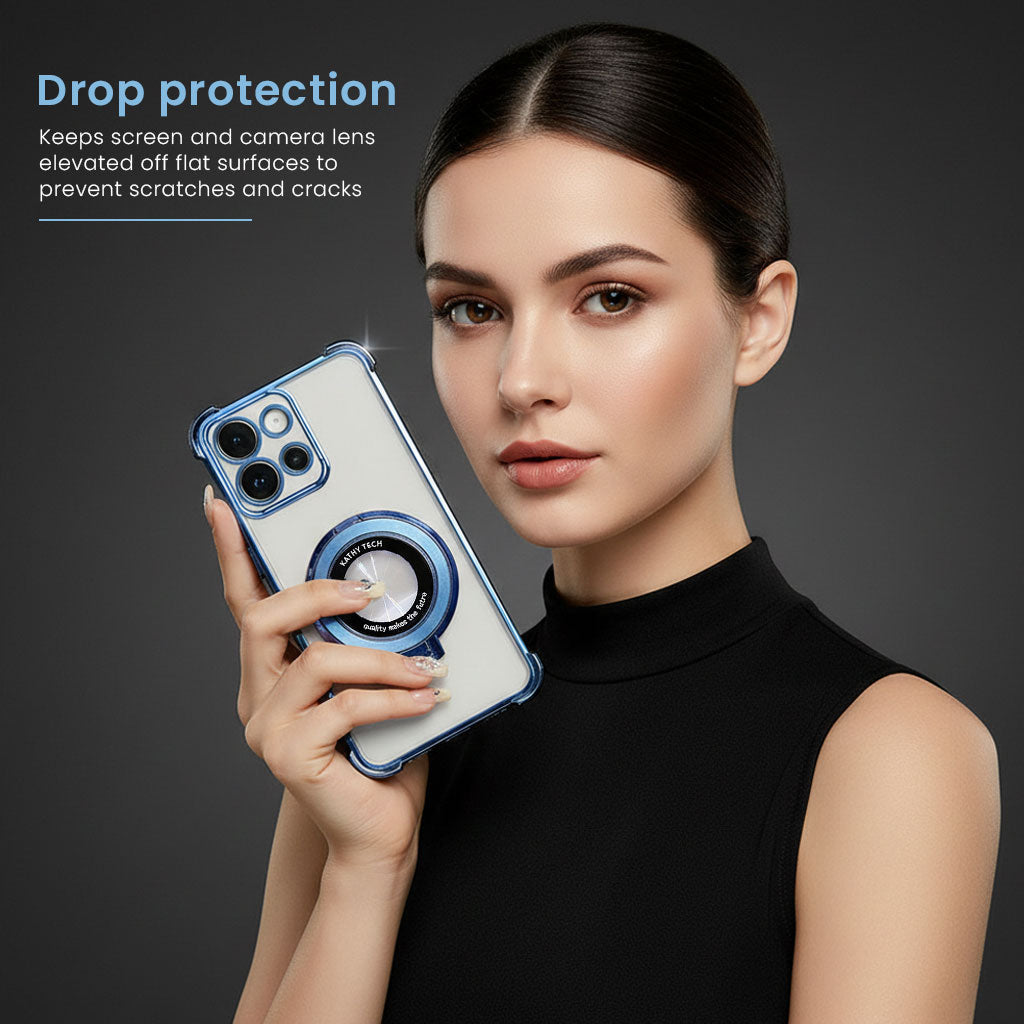 Motorola Edge 50 Neo 5G Original Luxury Magnifier Ring Stand Shockproof Airbags Corner Case