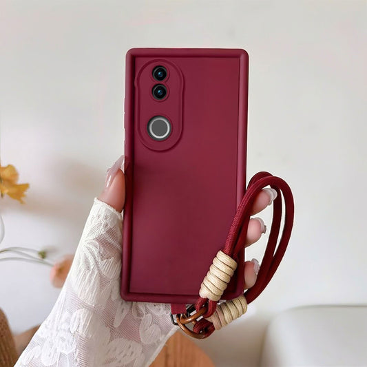 Vivo V50 5G Luxury Silicone Matte Case with Wrist Strap