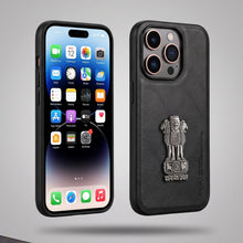 iPhone 14 Series 5G Heritage Soft Leather with Metal Satyamev Jayate Emblem Case