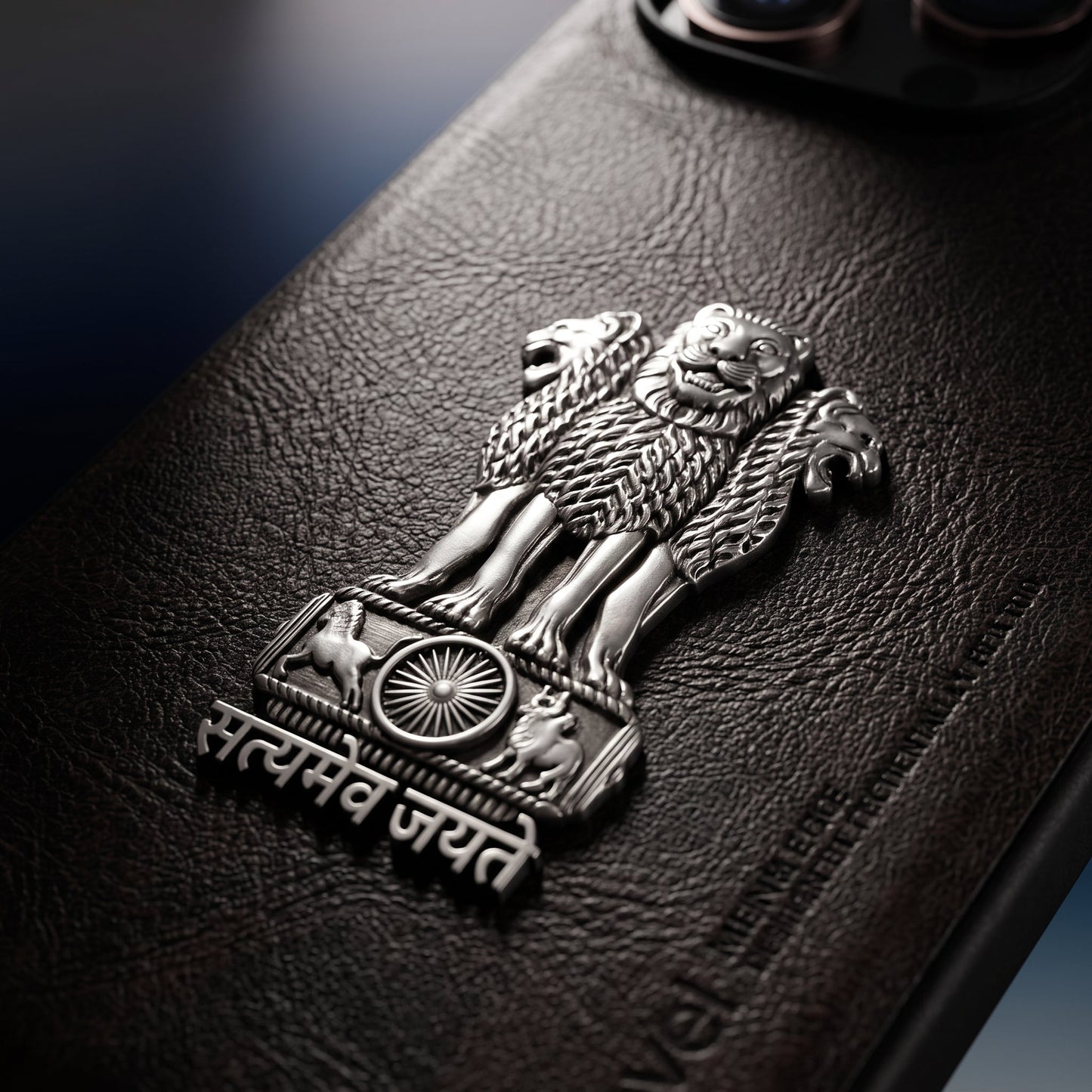 iPhone 14 Series 5G Heritage Soft Leather with Metal Satyamev Jayate Emblem Case