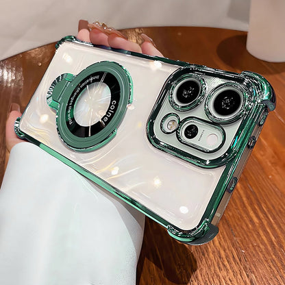 Oppo Reno 14 5G Phone case with green accents held by a person on a wooden surface