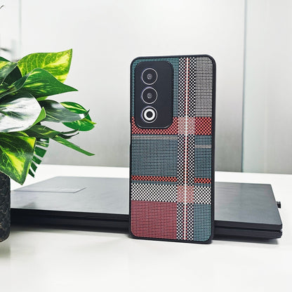 Oppo A3 Pro 5G Luxury Grid Pattern Glass Back Shockproof Case