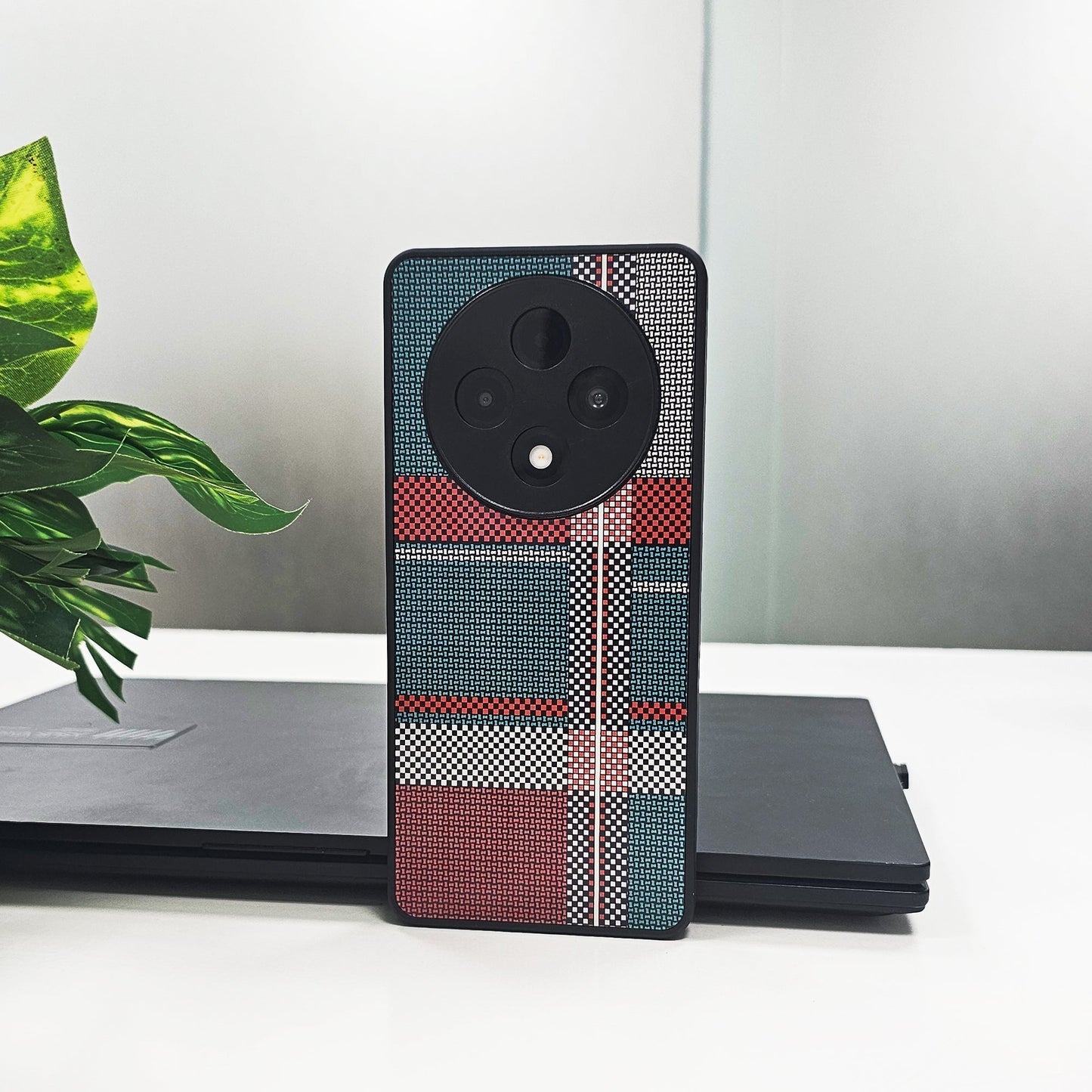 Oppo F27 PRO+ 5G Luxury Grid Pattern Glass Back Shockproof Case